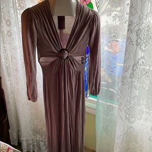 NWT Elegant Mauve Long Dress with Ring Detail Size XS